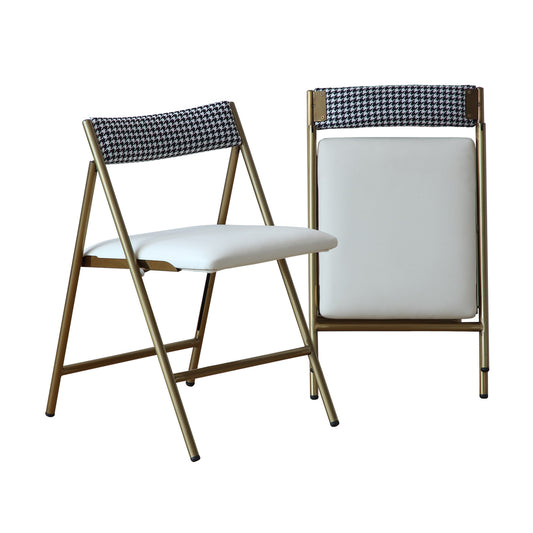 FUNROLUX Folding Dining Chairs Set of 2, Metal Folding Chairs with Padded Seat Foldable Dining Chairs for Kitchen Dining, Party Events (Gold)