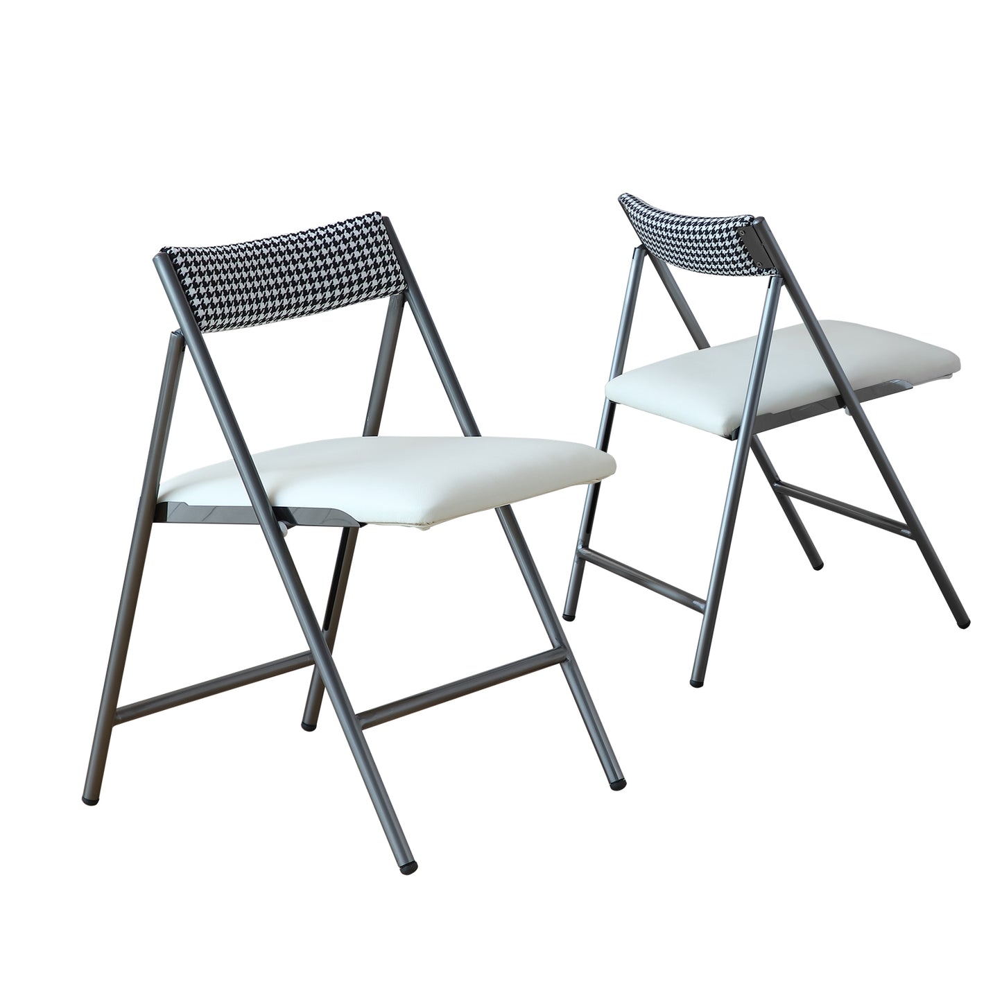 FUNROLUX Folding Dining Chairs Set of 2, Metal Folding Chairs with Padded Seat Foldable Dining Chairs for Kitchen Dining, Party Events (Grey)