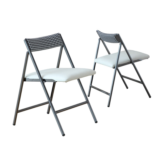 FUNROLUX Folding Dining Chairs Set of 2, Metal Folding Chairs with Padded Seat Foldable Dining Chairs for Kitchen Dining, Party Events (Grey)