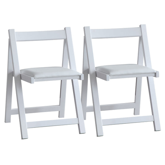 FUNROLUX Wooden Folding Dining Chairs with Padded Seats 2 Pack Foldable Chair for Kitchen Table Event Party Garden Indoor - 198LB Weight Capacity (White)