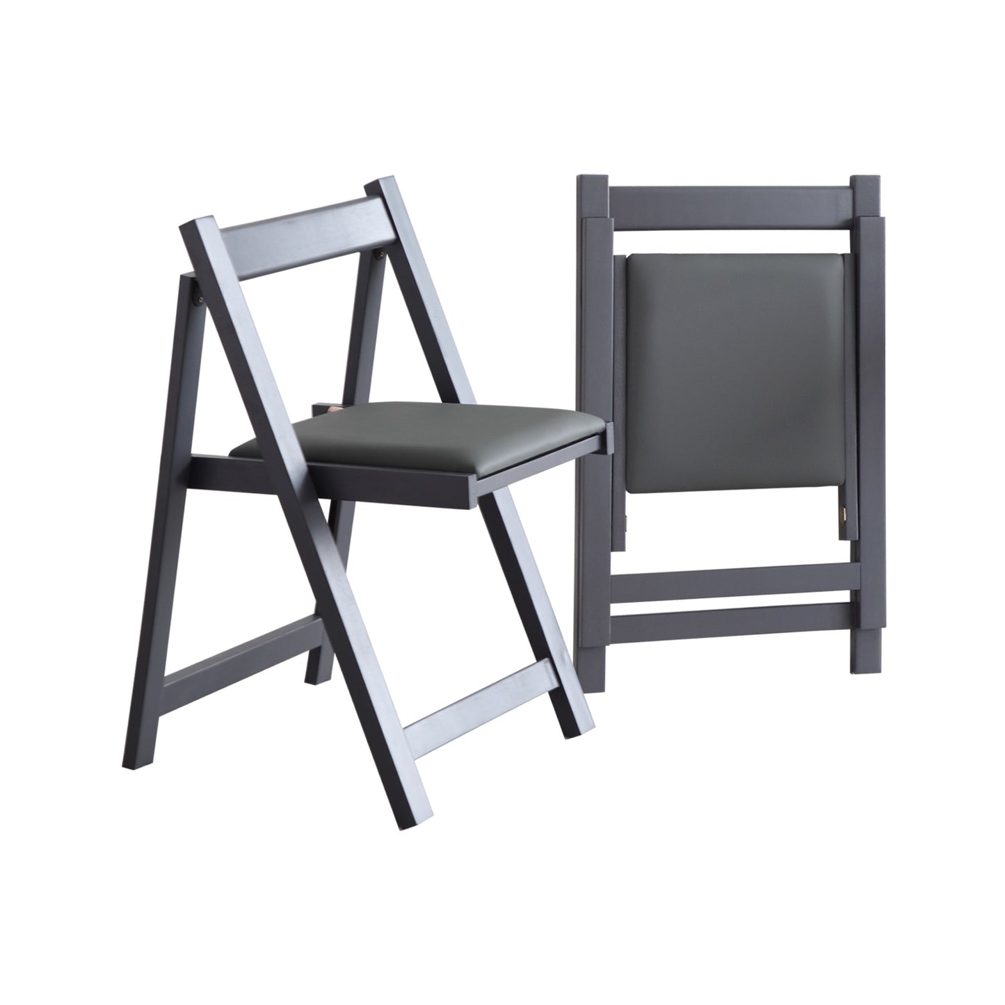 FUNROLUX Folding Dining Chairs with Padded Seats 2 Pack Wooden Folding Chairs for Kitchen Table Event Party Indoor 198LB Weight Capacity (Grey)