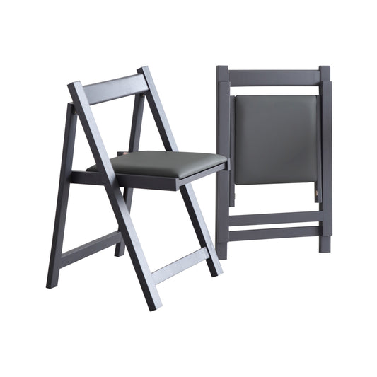 FUNROLUX Folding Dining Chairs with Padded Seats 2 Pack Wooden Folding Chairs for Kitchen Table Event Party Indoor 198LB Weight Capacity (Grey)