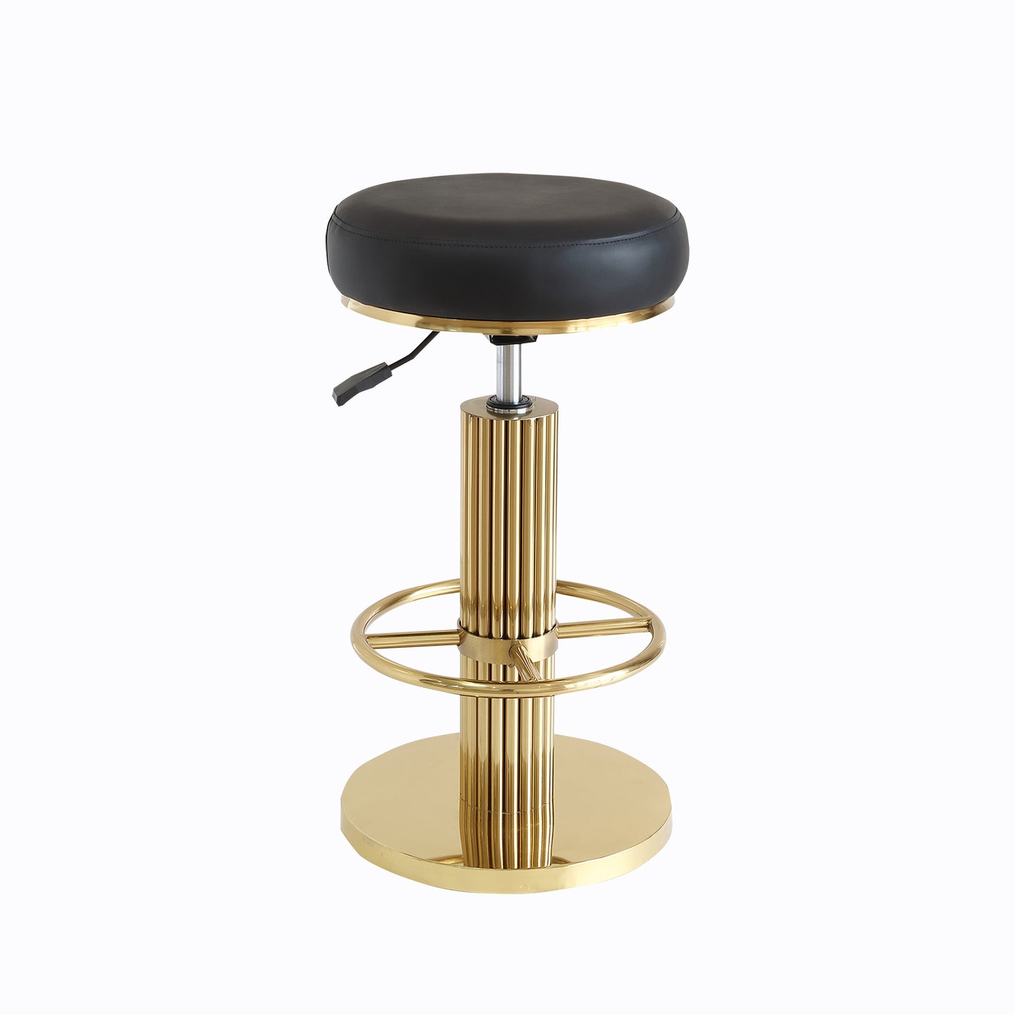 FUNROLUX Gold Bar Stools Adjustable Swivel Counter Stools Modern Backless Counter Height Bar Stools for Kitchen Island with Metal Legs and Upholstered Microfiber Leather (Black)