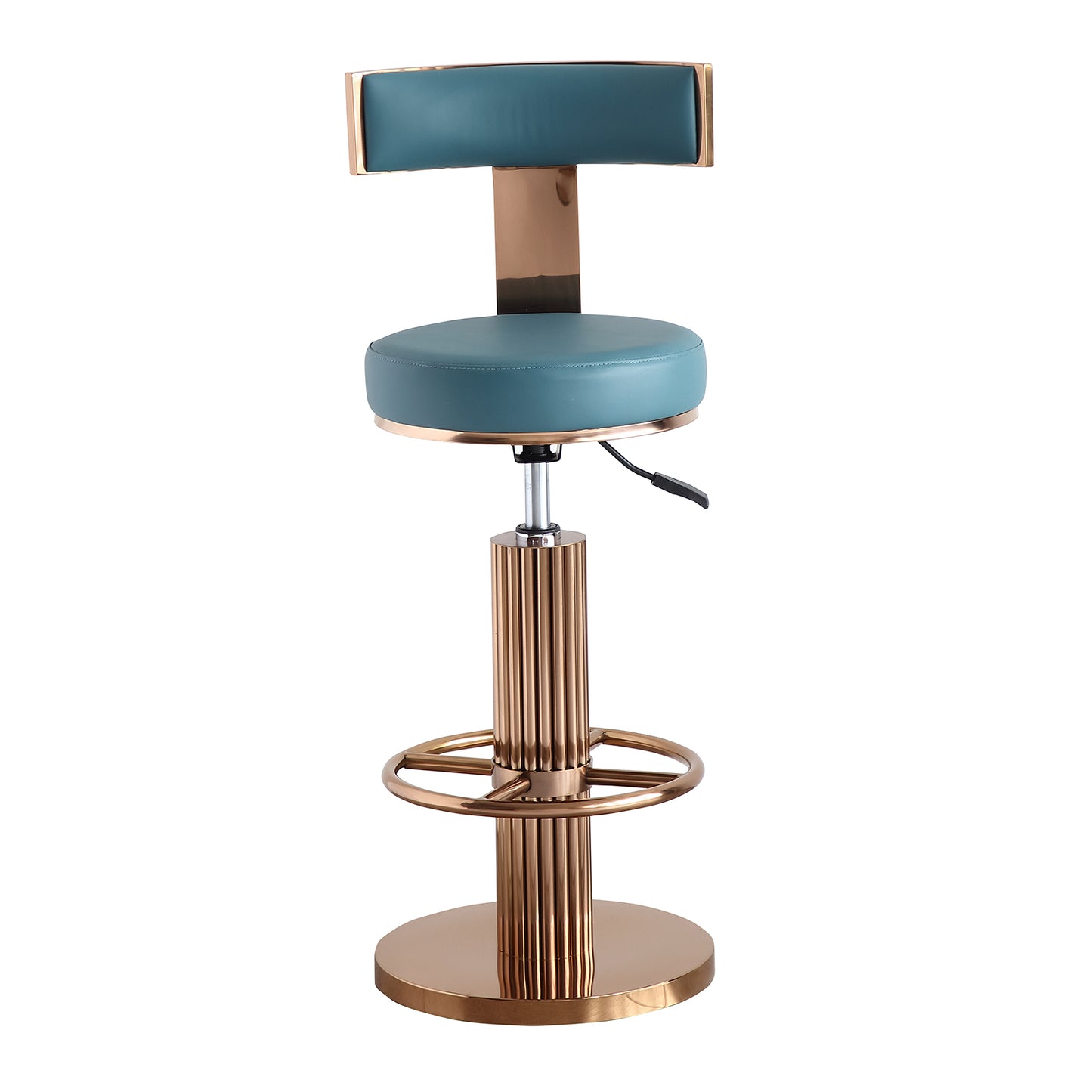 FUNROLUX Swivel Bar Stools with Backrest, Modern Adjustable Height Counter Stool with Stainless Steel Legs and Comfortable Cushion, Rose Bar Chairs for Kitchen Island Counter (Blue)