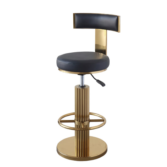 FUNROLUX Swivel Bar Stools with Backrest, Modern Adjustable Height Counter Stool with Metal Legs and Comfortable Cushion, Black and Gold Bar Chair for Kitchen Island Counter (Black)