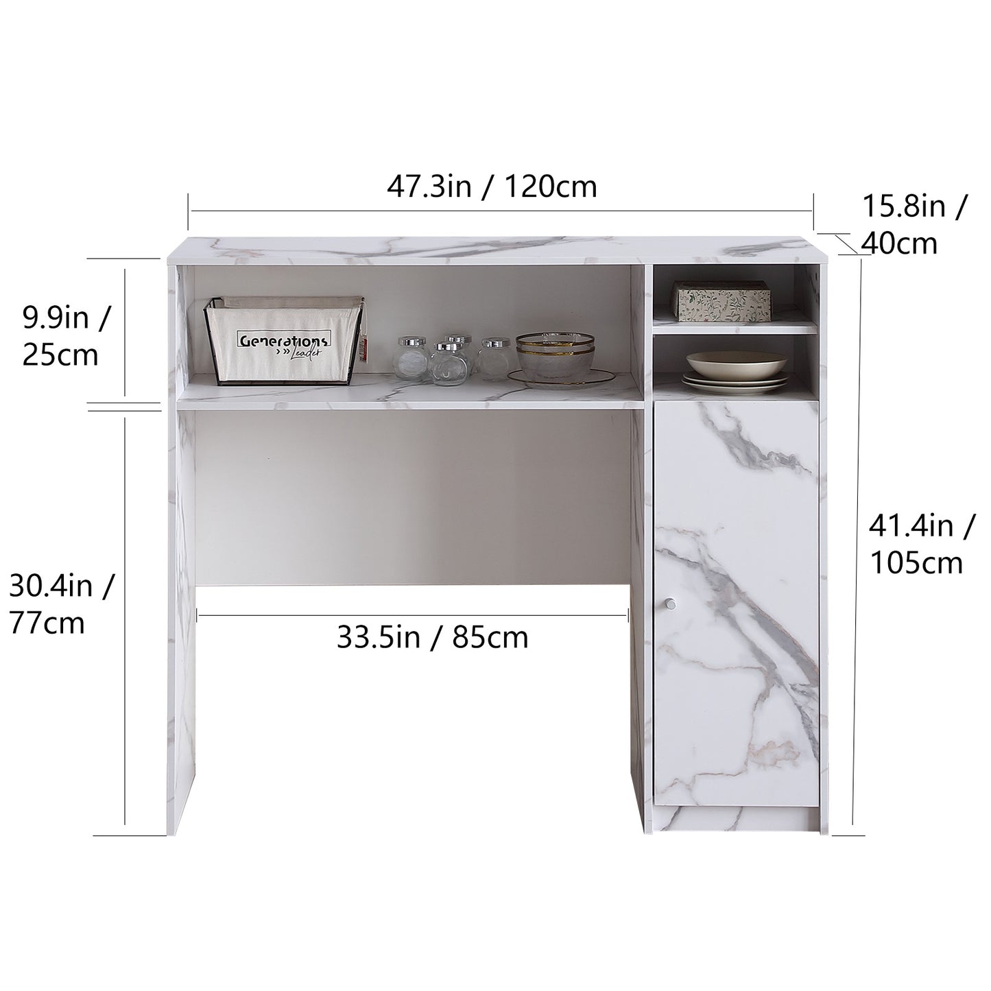 FUNROLUX Buffet Cabinet with Storage, Sideboard for Storing Folding Table, Kitchen Storage Cabinet with Shelves, Modern Console Table for Dining Room, Living Room, Entrance (White)
