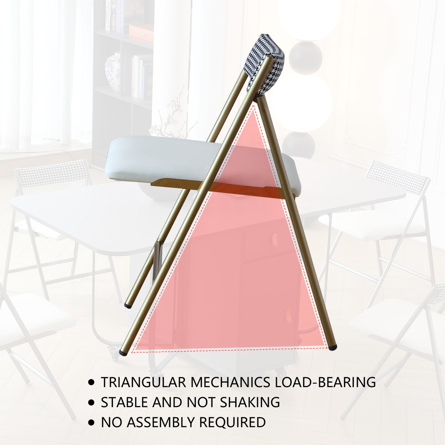 FUNROLUX Folding Dining Chairs Set of 2, Metal Folding Chairs with Padded Seat Foldable Dining Chairs for Kitchen Dining, Party Events (Gold)