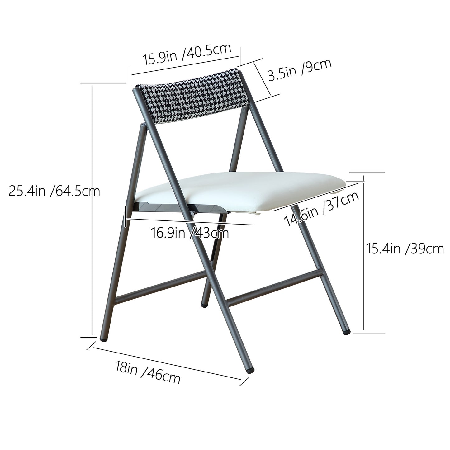 FUNROLUX Folding Dining Chairs Set of 2, Metal Folding Chairs with Padded Seat Foldable Dining Chairs for Kitchen Dining, Party Events (Grey)