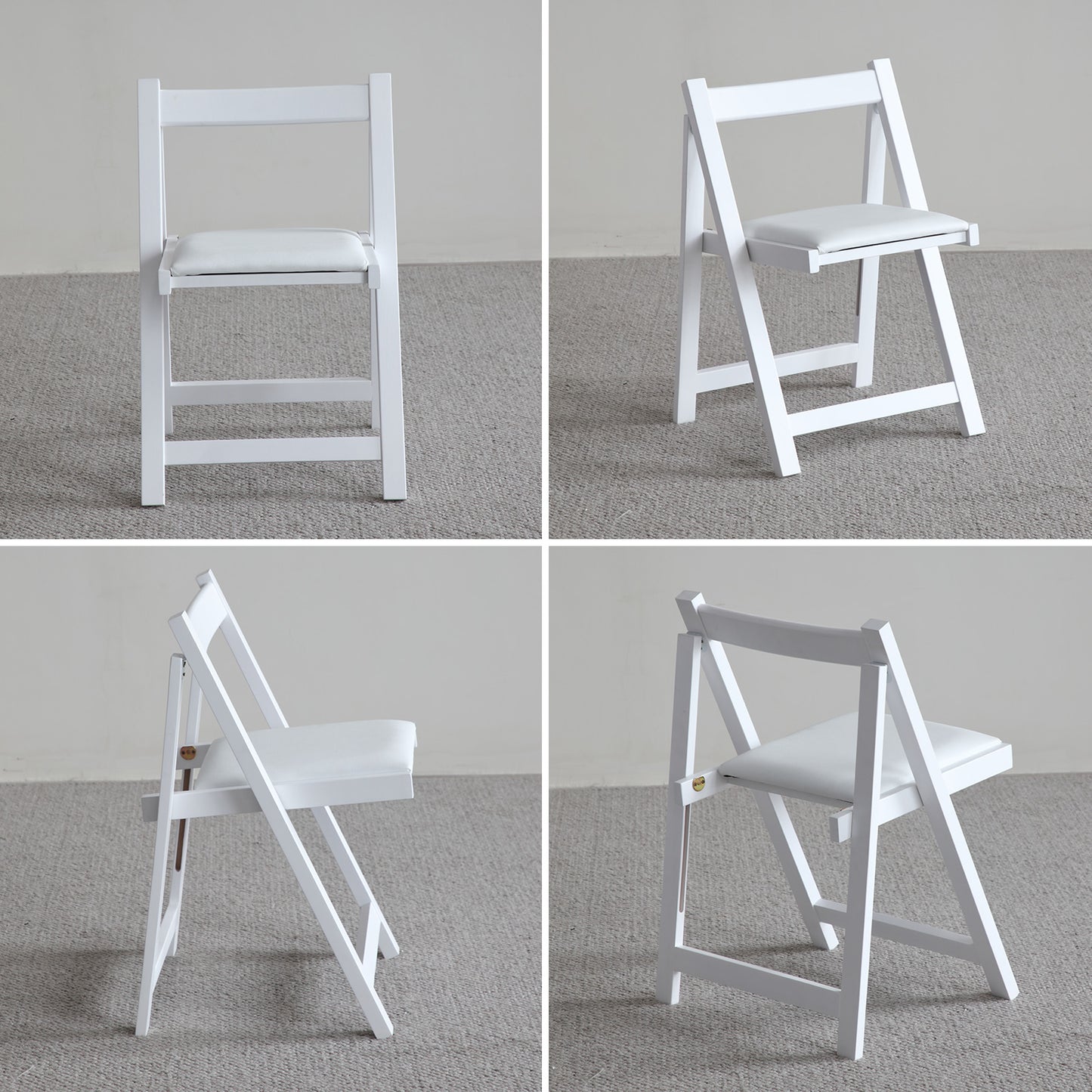 FUNROLUX Wooden Folding Dining Chairs with Padded Seats 2 Pack Foldable Chair for Kitchen Table Event Party Garden Indoor - 198LB Weight Capacity (White)