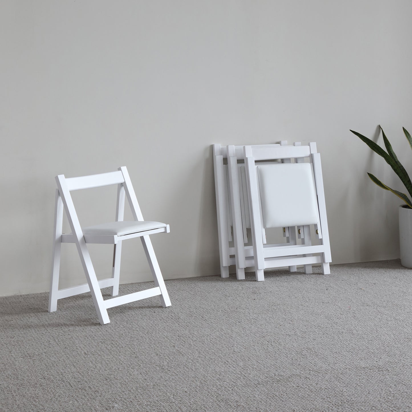 FUNROLUX Wooden Folding Dining Chairs with Padded Seats 2 Pack Foldable Chair for Kitchen Table Event Party Garden Indoor - 198LB Weight Capacity (White)